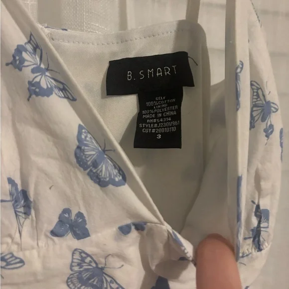 B. Smart Blue Butterfly Print Tiered Mini Dress - Picture 3 of 5